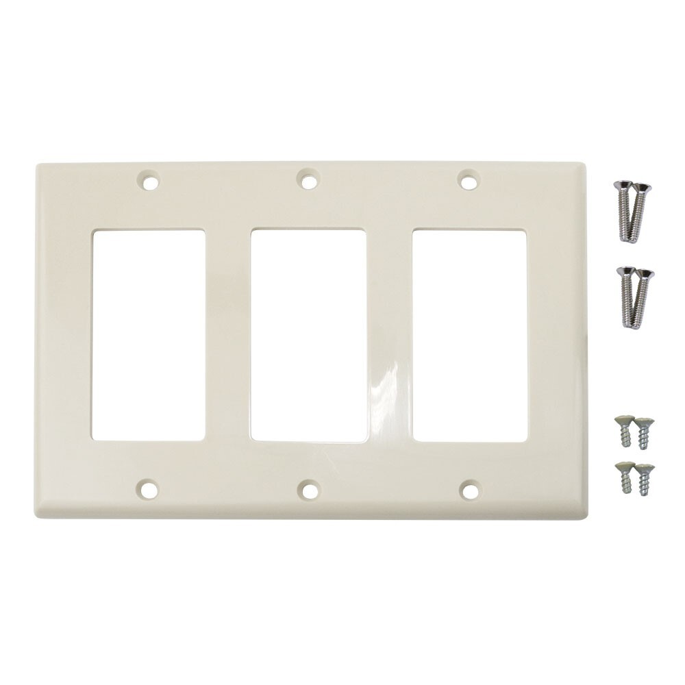 Construct Pro Decorative Triple Gang Wall Plate (Light Almond)