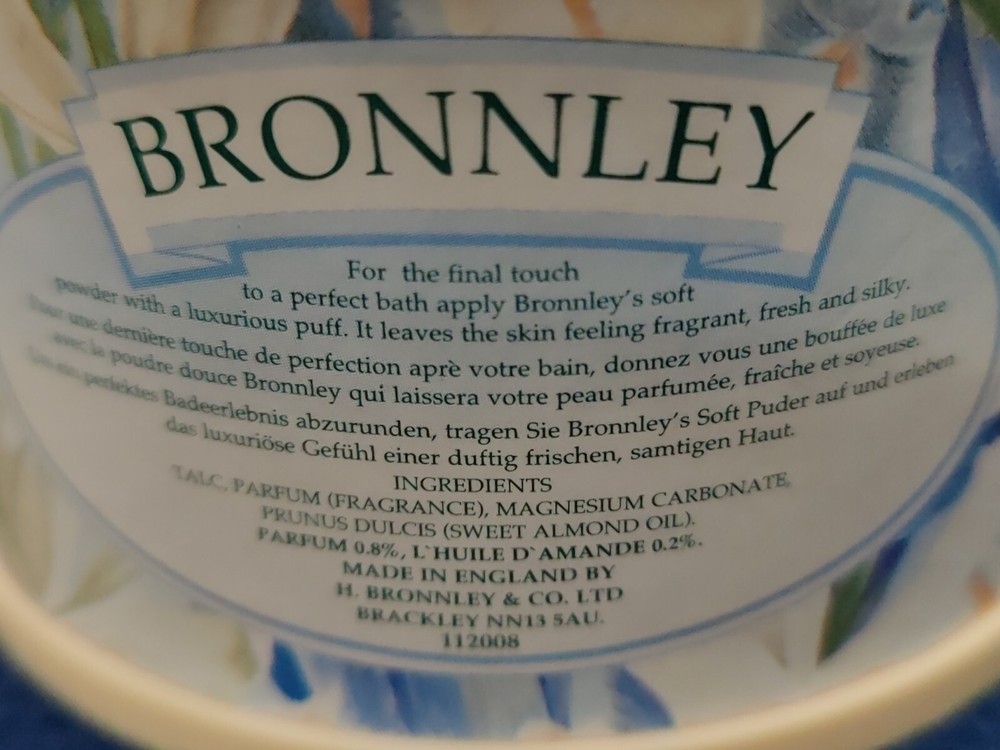 VTG Bronnley Dusting Powder White Iris Round Box Almost Empty