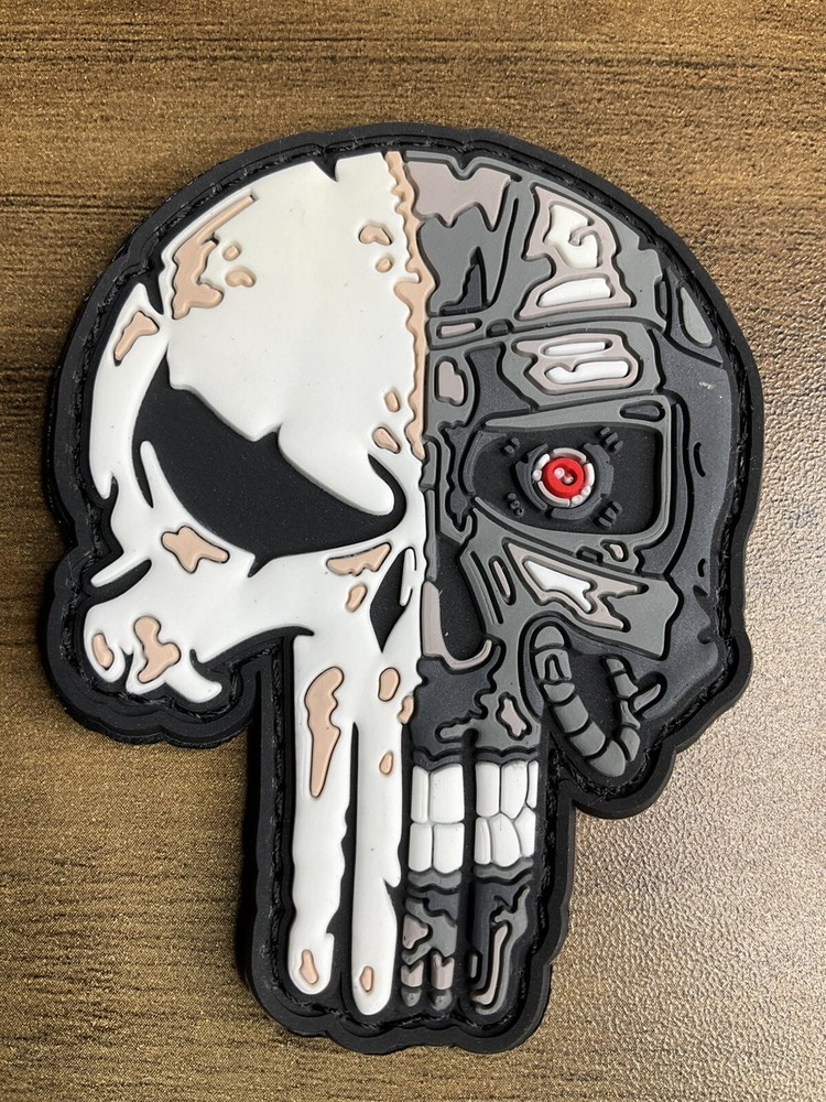 Punisher Terminator Patch Hook Loop Luminous Glow In Dark Morale Patch Rubber