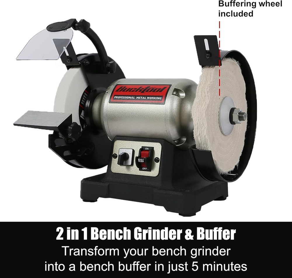 8 inch Dual Speed Bench Grinder & Buffer, Professional Low High Speed Bench