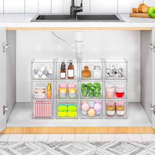 6 Pack Small Stackable Stroage Drawers, Acrylic Bathroom Makeup 6 Small