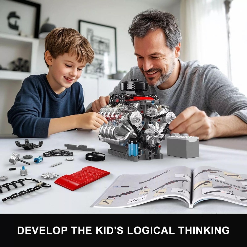 V8 Engine Motor Engineering Model Toy for Creative Build and Design Enthusiasts