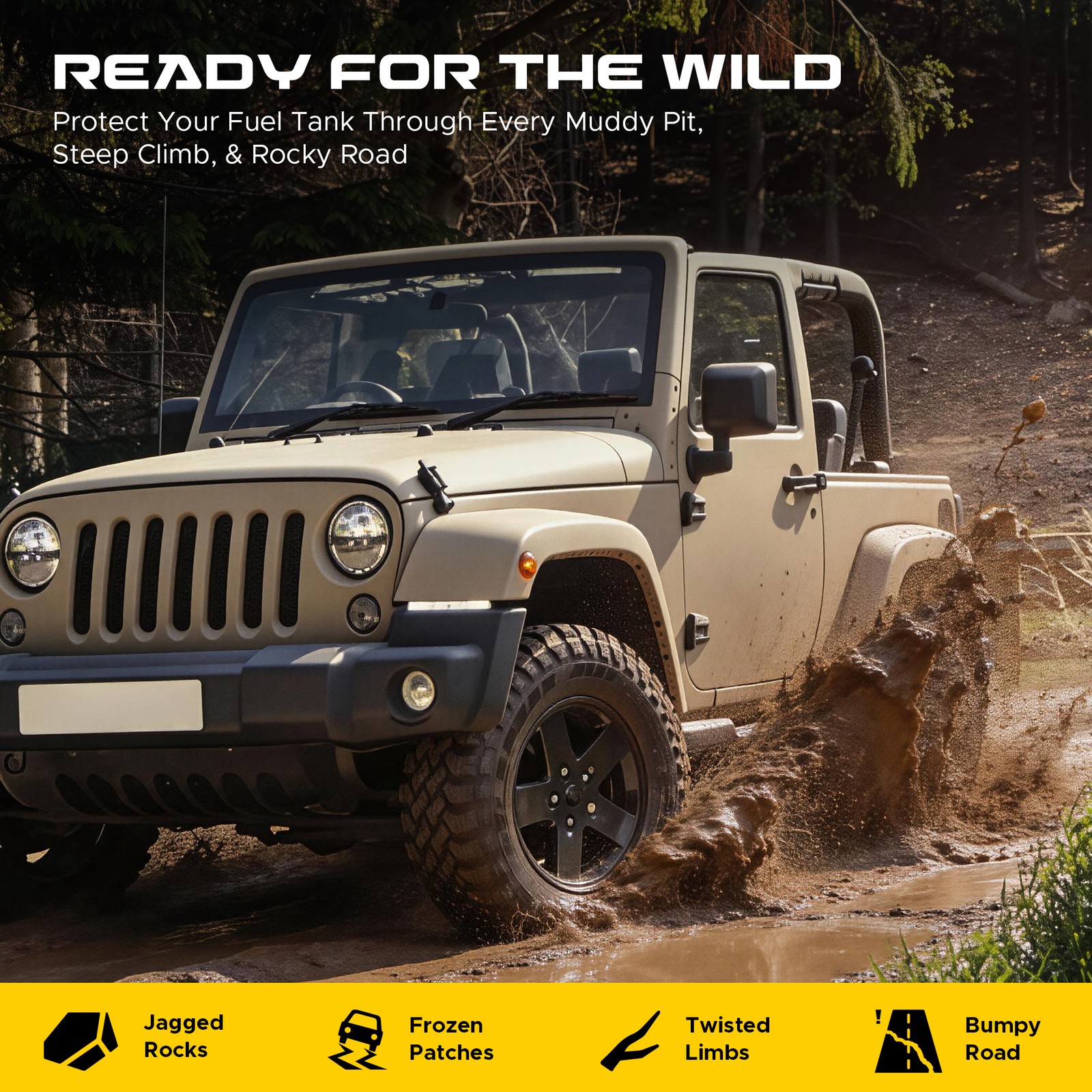 VRC Gas Fuel Gas Tank Skid Plate For 2007-2018 Jeep Wrangler & 2018 JK 2-Door