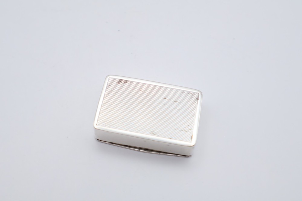 Vintage Sterling Silver Snuff Box Engine Turned Hallmarked Birmingham 1962