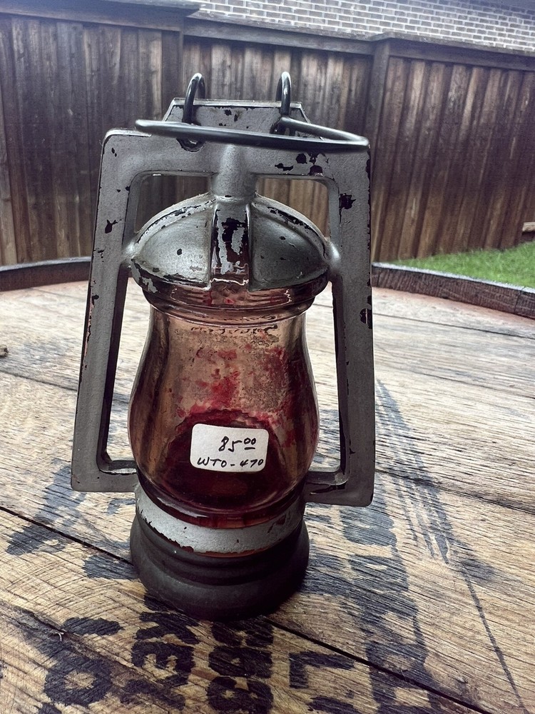 Antique Glass Oil Lantern Candy Container