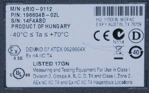 National Instruments NI cRIO-9012 & 9112 Compact Chassis & Real-Time Controller