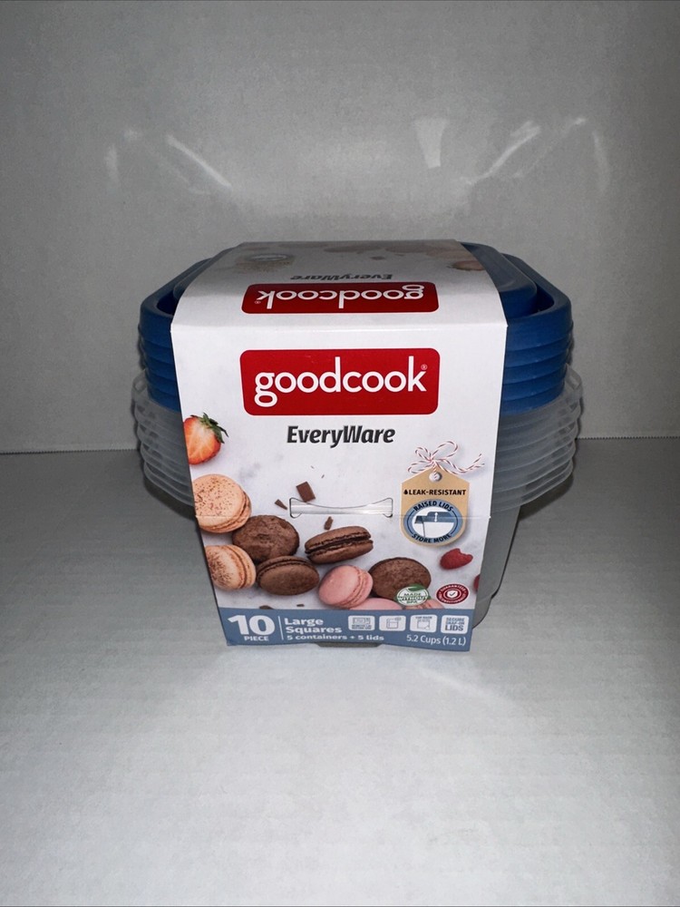 Goodcook 5 Large Square Container with Light Blue Lid 5.2 Cups