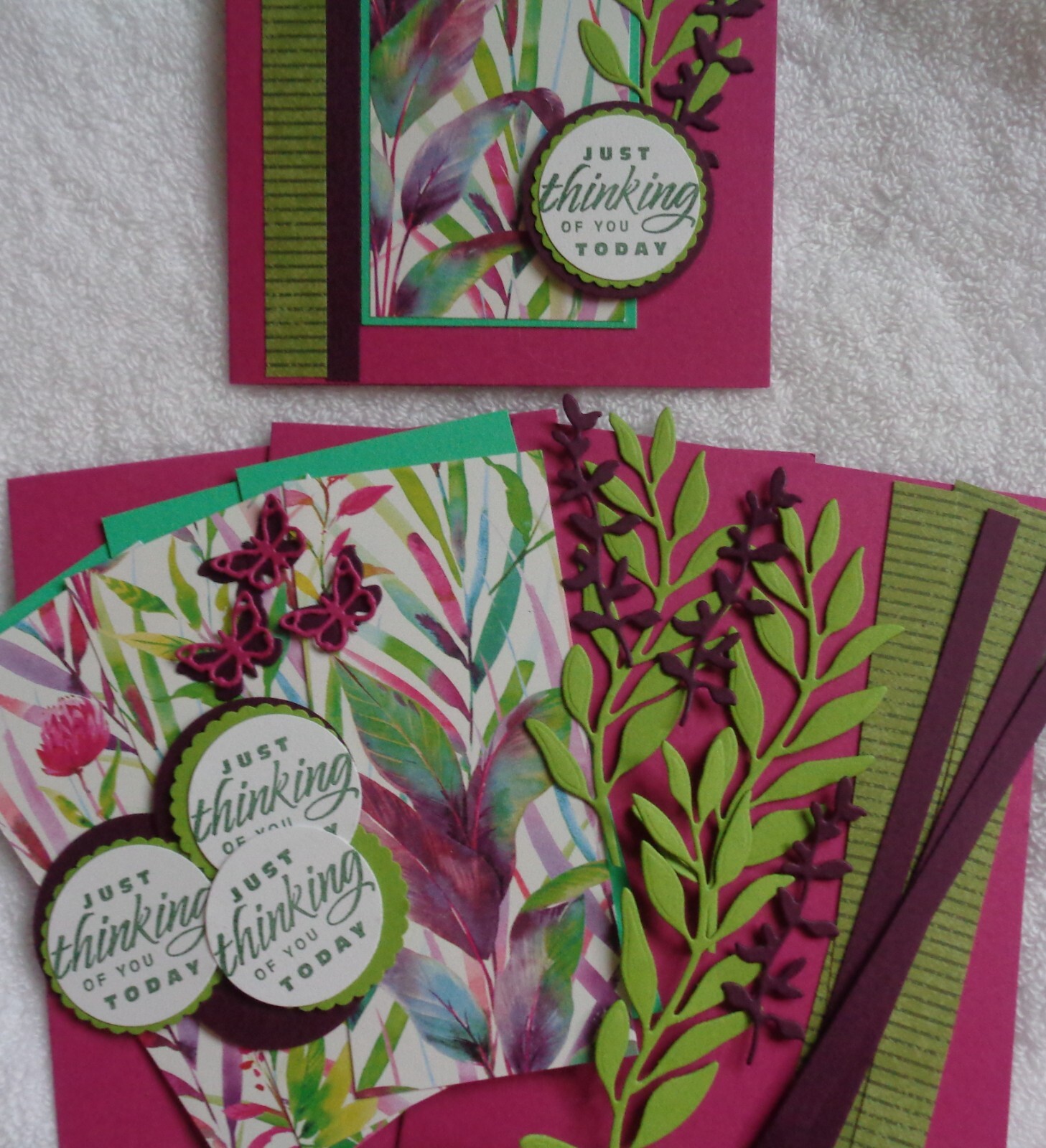 Stampin Up! Card Kit THINKING OF YOU Wonderful Green Butterfly PURPLE Birthday