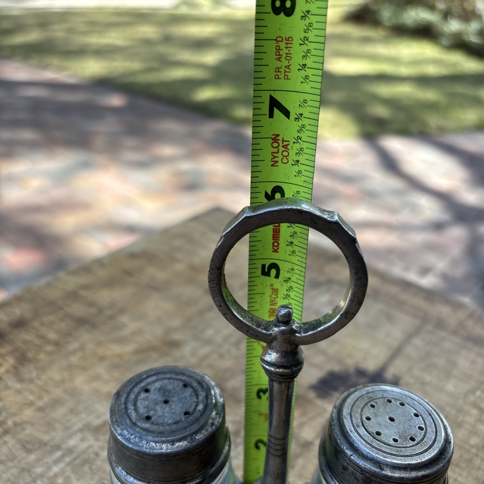 Antique Arte Italica Tavola SM Salt and Pepper with caddy Glass & 95% Pewter