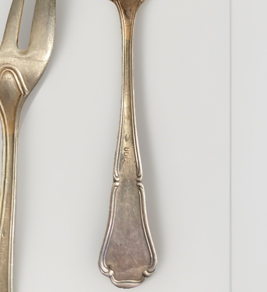 Beautiful Antique 800 Silver Tiny Fork And Spoon Pair 🍓