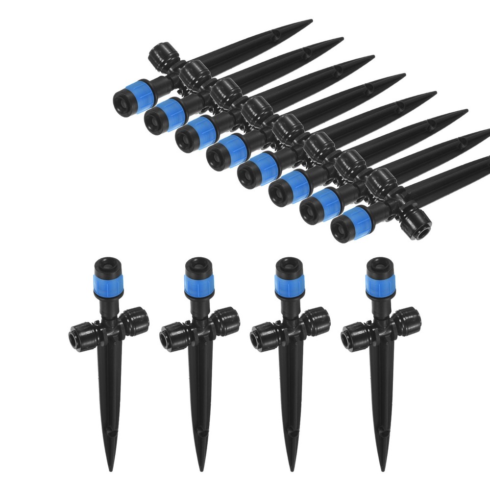 12-Pack Drip Irrigation Emitters, Adjustable 360 Degree Drippers, Blue