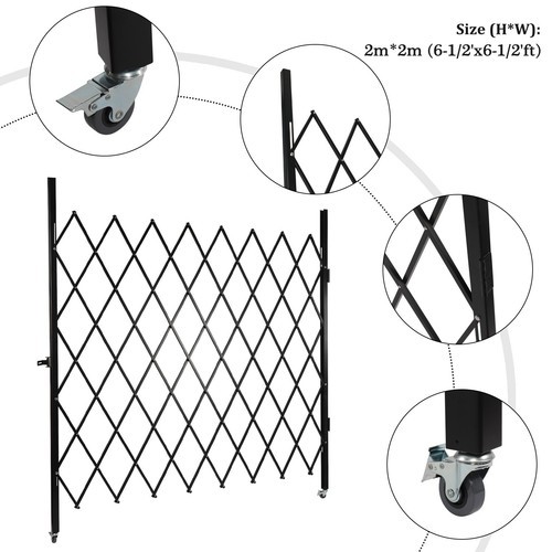 360° Rolling Barricade Gate Expanding Folding Security Gate Security Door 2.2*2m