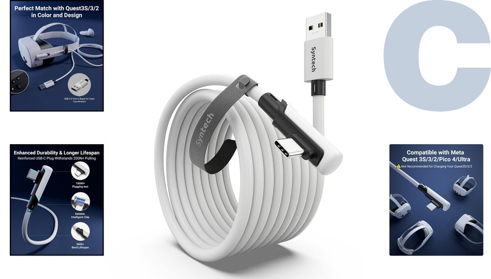 Comfort & Performance: 16FT USB 3.0 VR Link Cable for Oculus & Pico Headsets