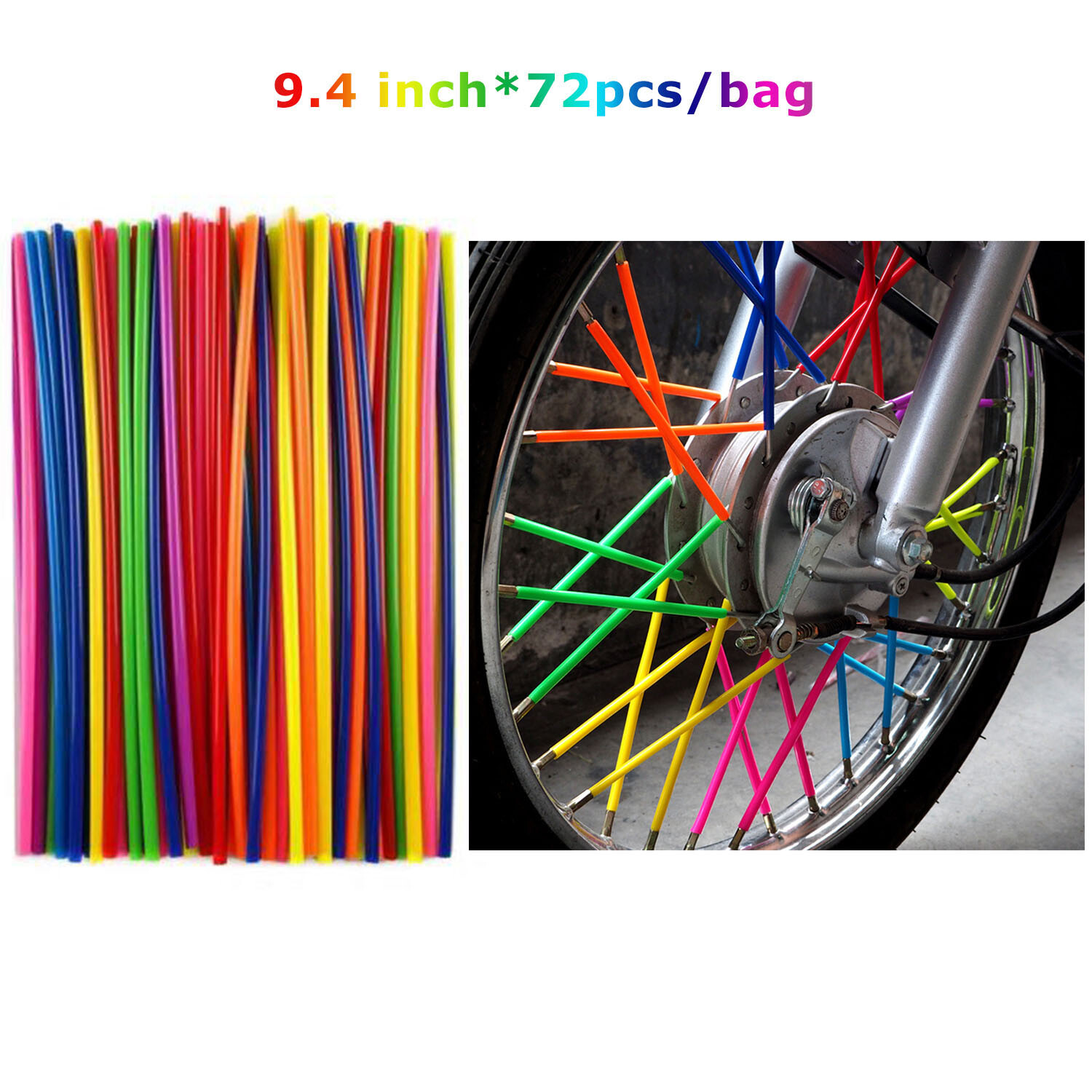 72PCS Motorcycle Dirt Bike Spoke Skins Covers Wraps Wheel Rim Guard Protector US