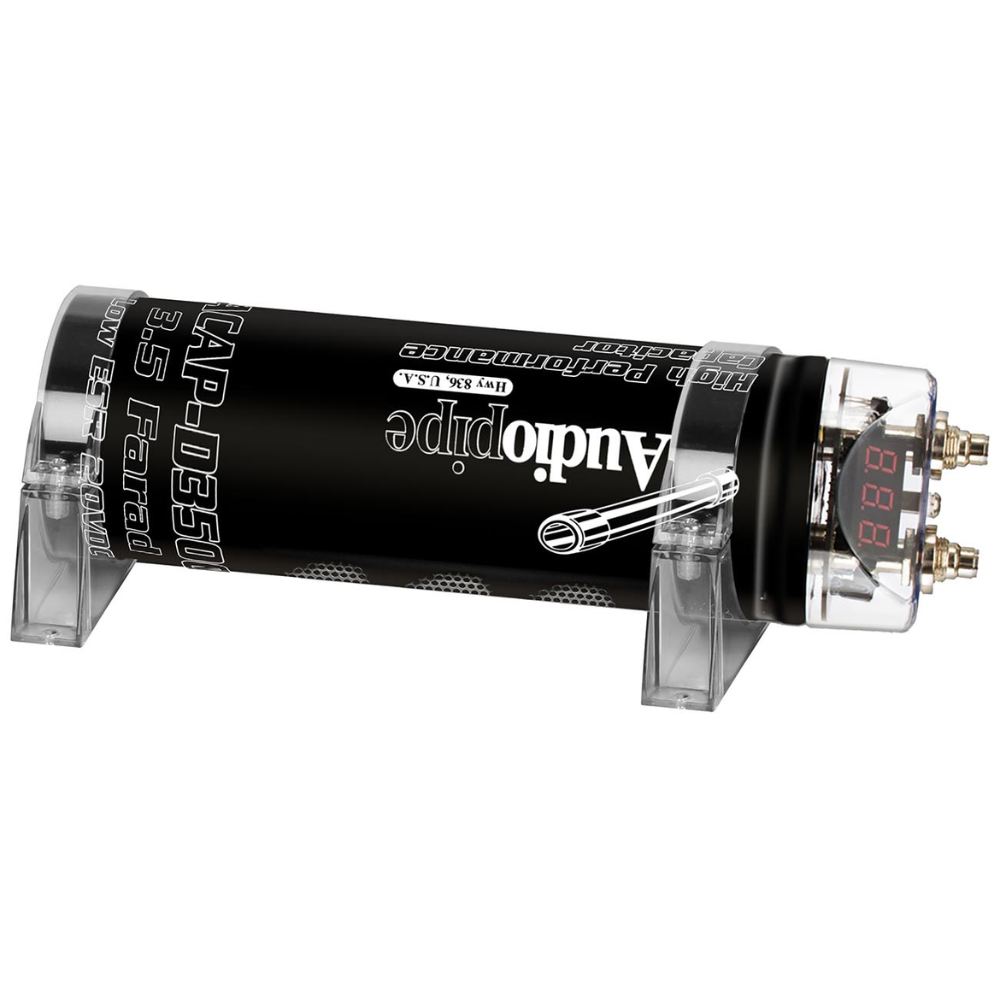 Audiopipe 3.5 Farad Power Capacitor with Digital Display and Status Indicator