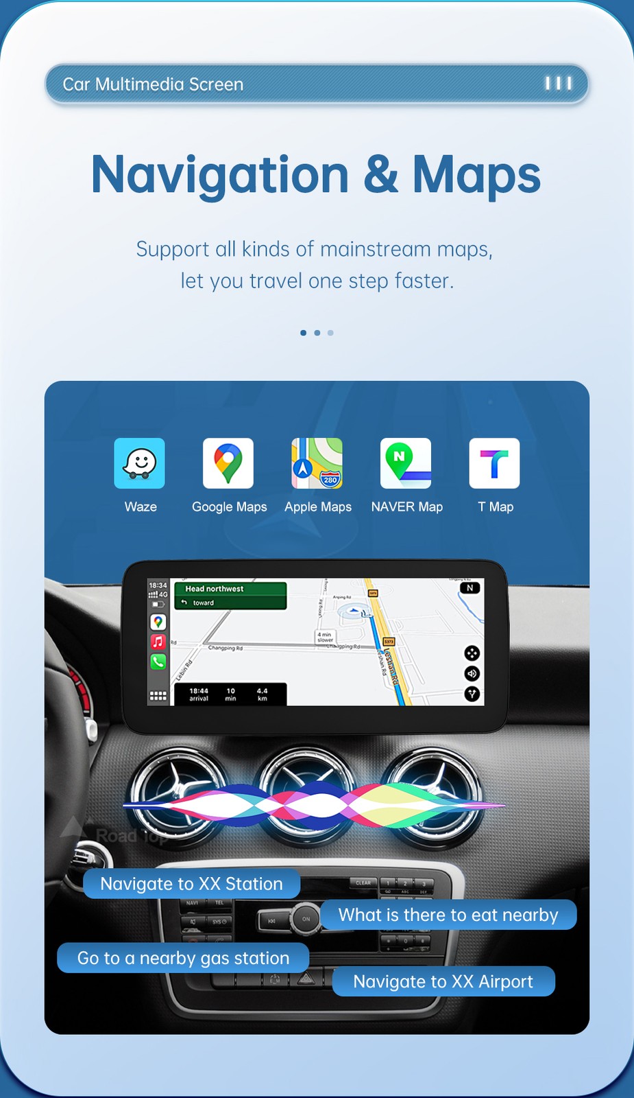 12.3" Wireless CarPlay Multimedia Touch Screen For Benz A B GLA CLA 2013-2019