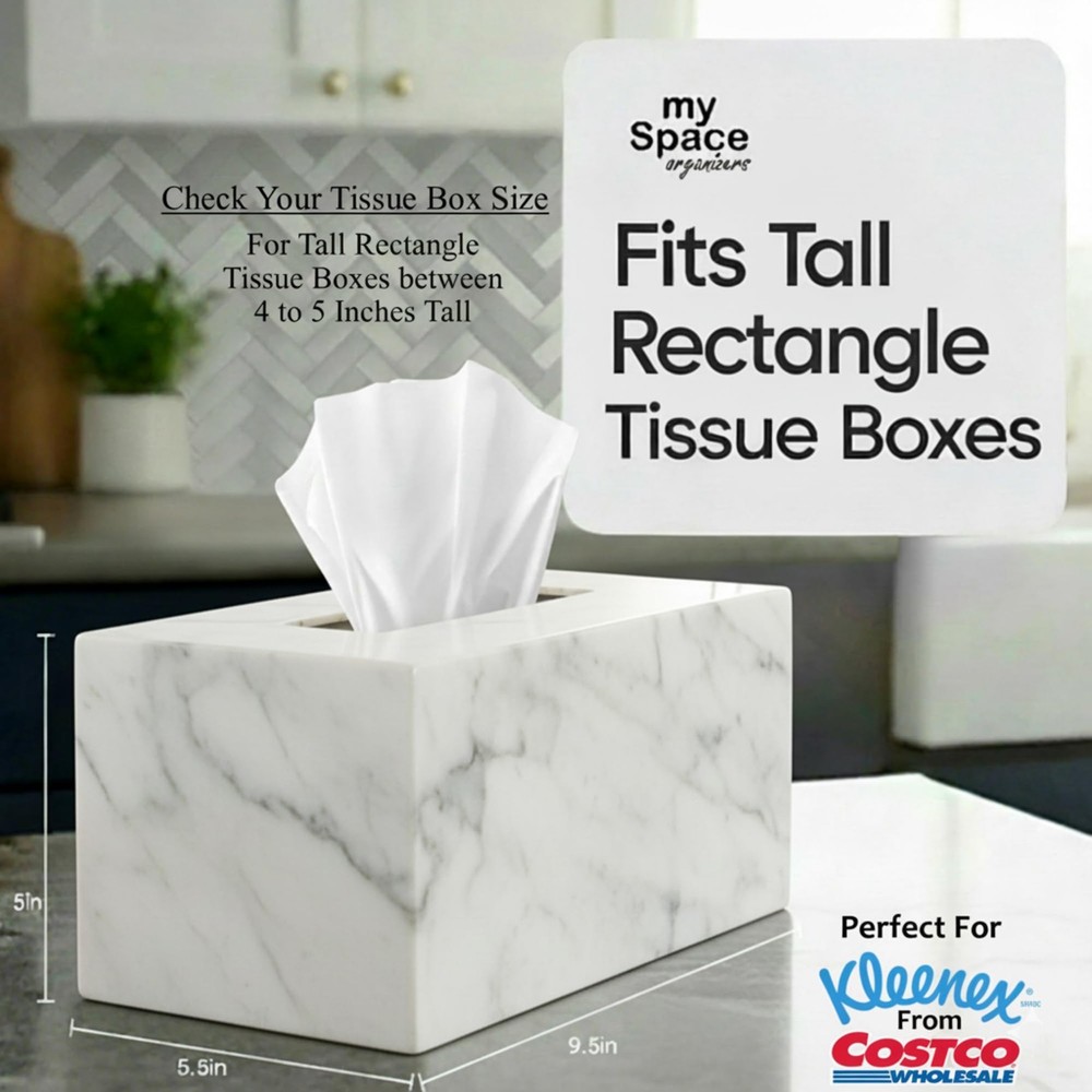 Acrylic Marble Rectangular Tissue Box Cover Holder - Modern Bathroom & Home Deco