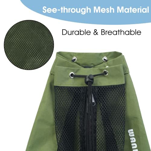 Swim Bag Mesh Drawstring Backpack Beach Backpack for Swimming, Gym, and Green