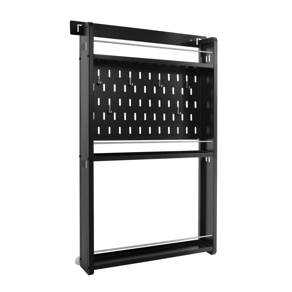3-Tier Wall-Mounted Storage Rack with 6 Hooks for Kitchen & Home Use
