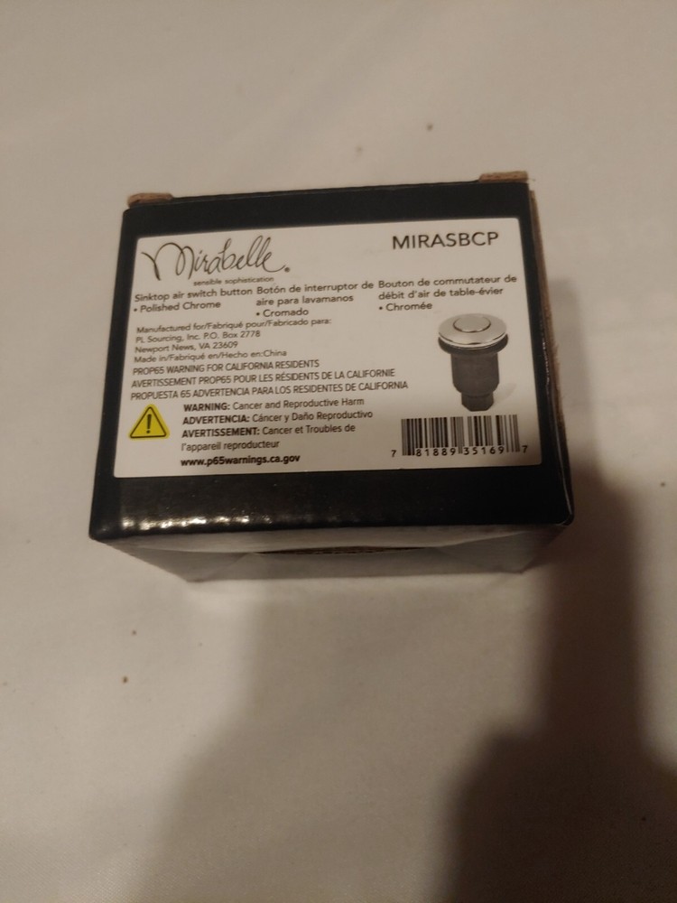Mirabelle Sinktop Air Switch Button, Polished Chrome MIRASBCP