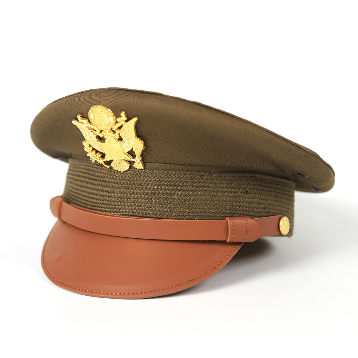 7 3/8 WW2 US Army Visor Hat Officer Cap Eagle Badge WWII Reproduction