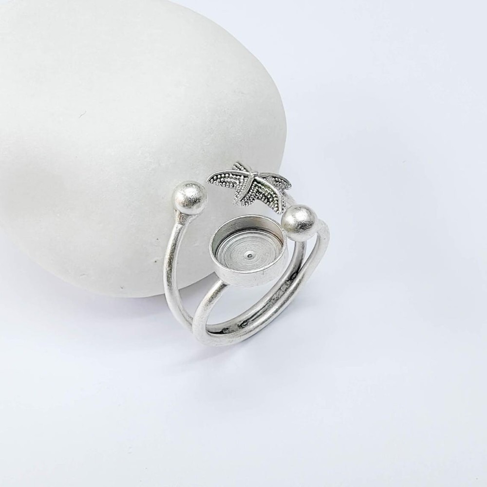 Starfish Ring, Setting Blank Cabochon Mounting Adjustable Brass 8mm G37583