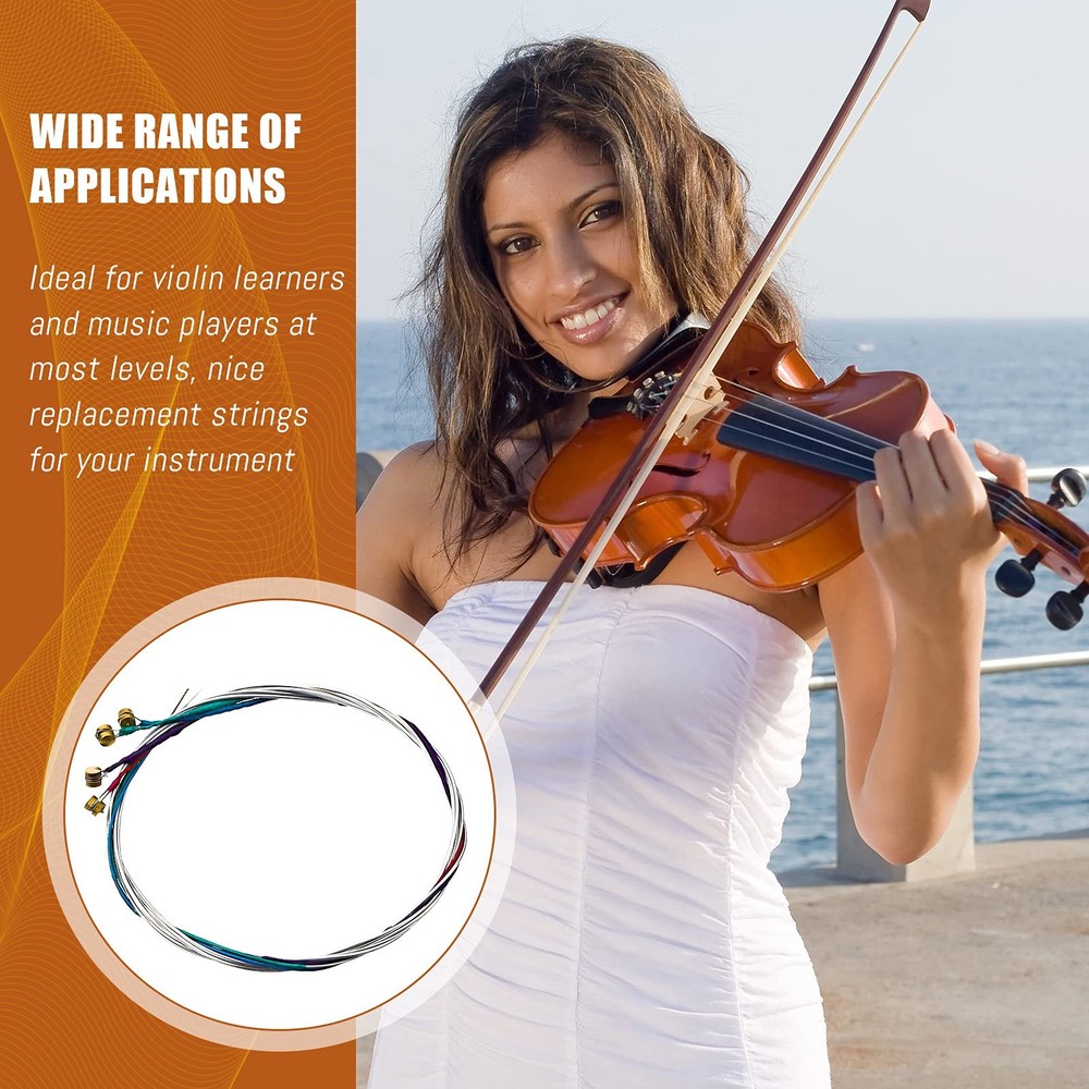 Yeshone 8 Pieces Violin Strings Universal Full Set (G-D-A-E) 4/4 Black