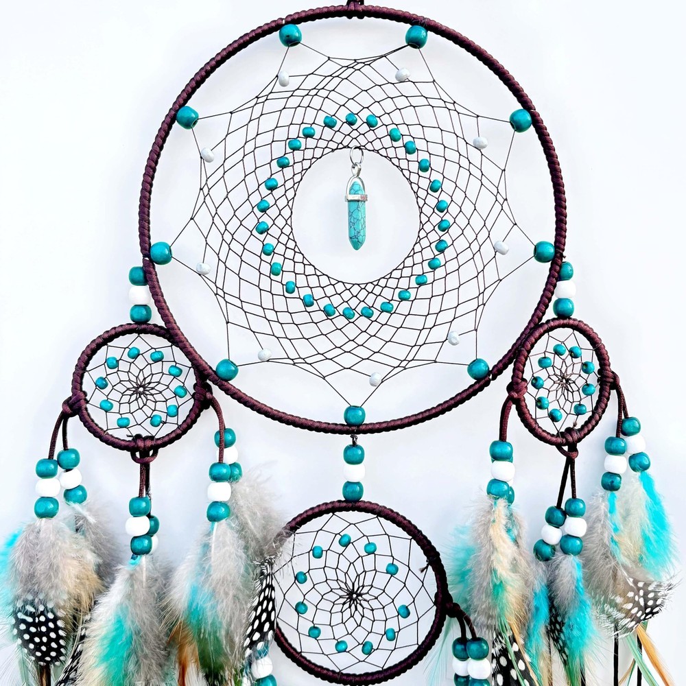 Boho Turquoise Dream Catcher Wall Hanging Large