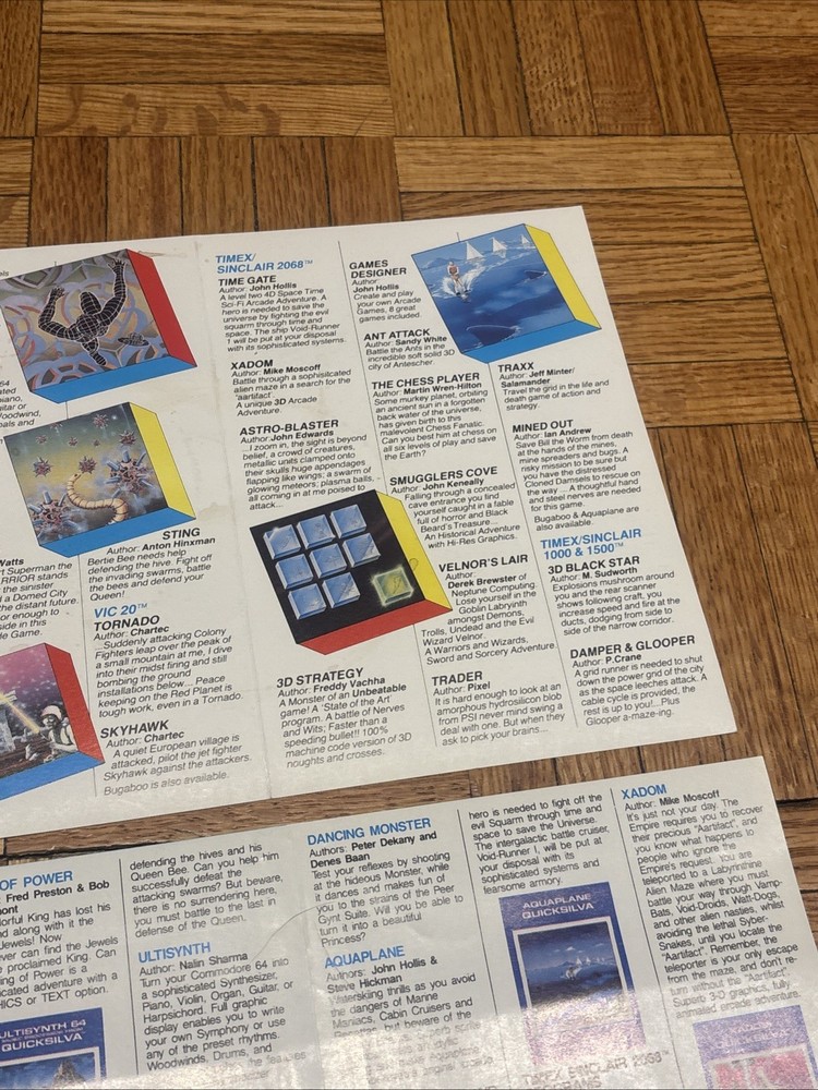 1984 QUICKSILVA Timex Sinclair 2068 Computer Game Catalogs & Brochures
