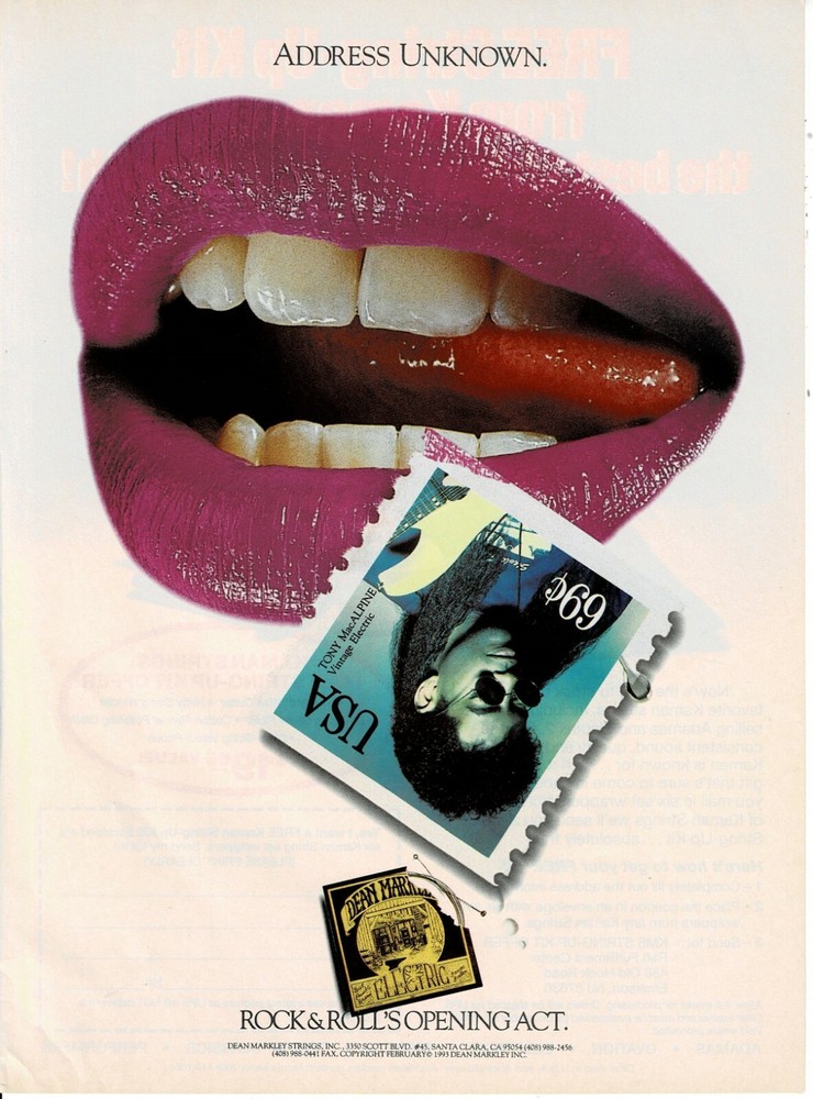 Dean Markley Strings - Tony MacAlpine - 1993 Print Advertisement