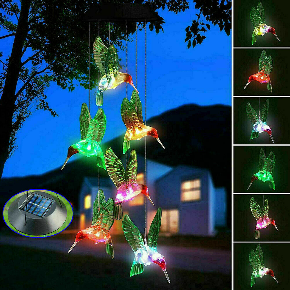 Color-Changing Outdoor LED Solar Powered Wind Chime Lights Yard Garden Decor US