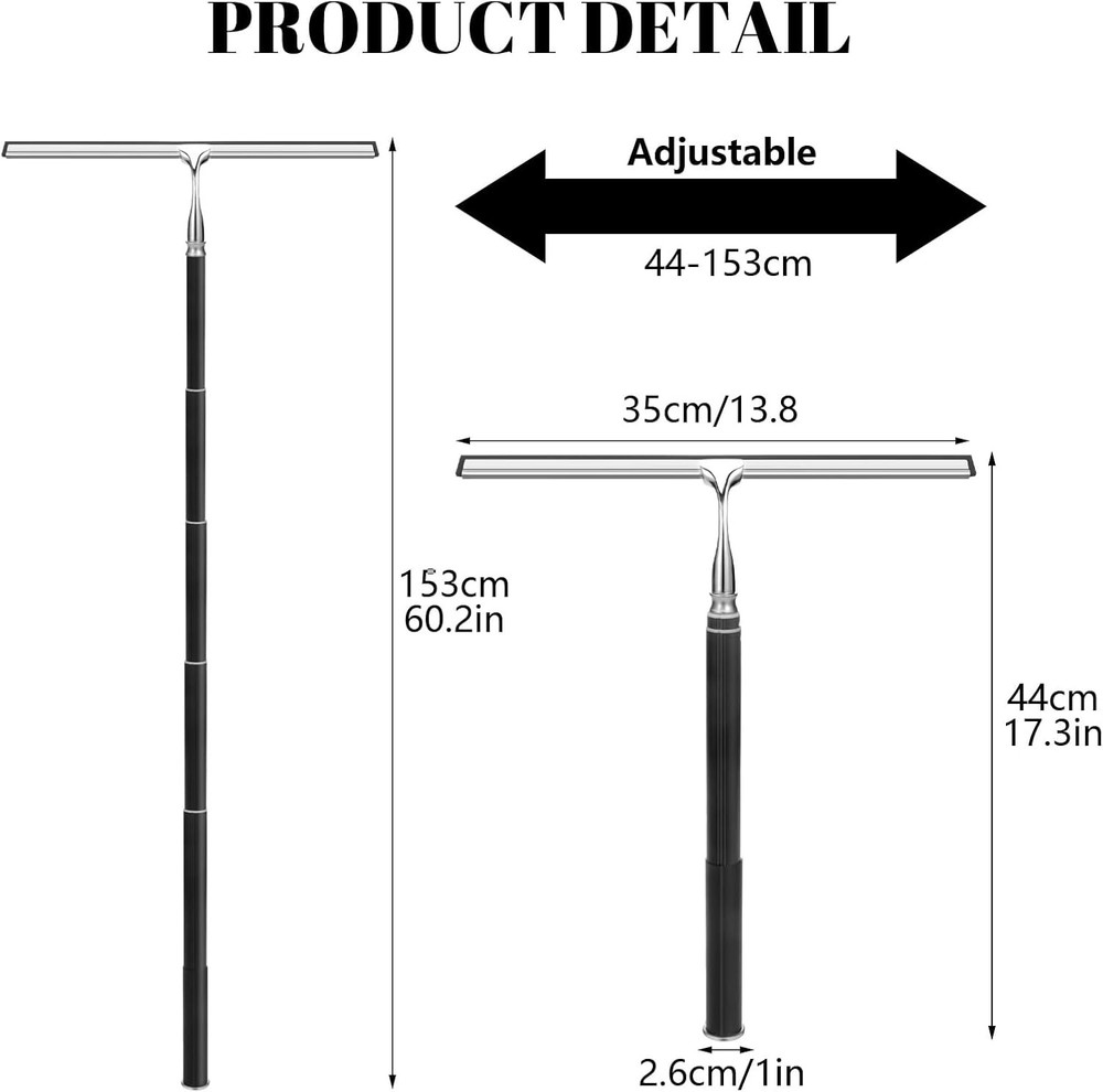 Shower Squeegee with Long Handle,Window Squeegee with Extension Pole Squeegee