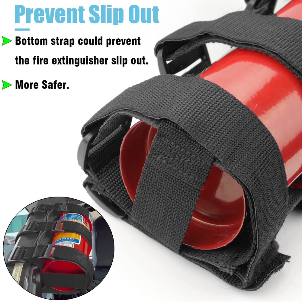 Black Fire Extinguisher Holder Roll Bar Adjustable Strap Brackets Fits for Je...