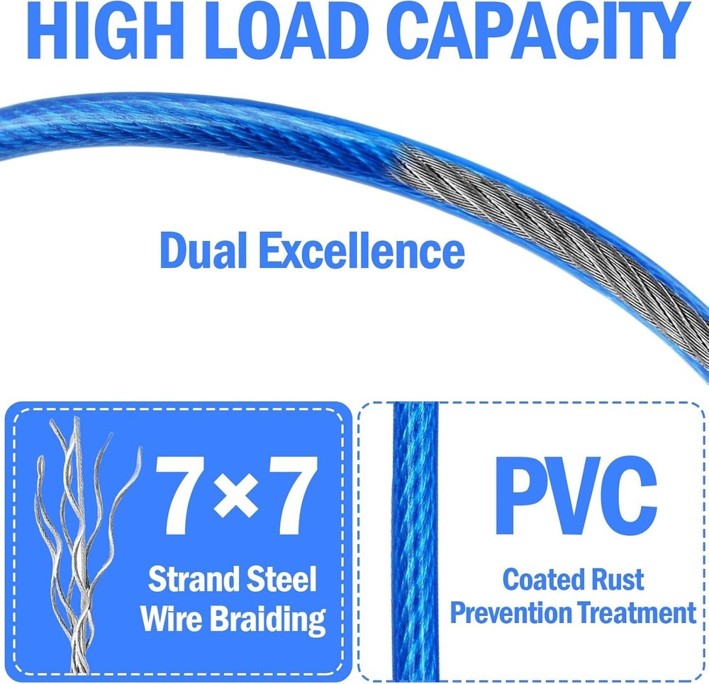 4FT Steel Security Cable with Loops - Weatherproof Safety Cable (2 Pack)