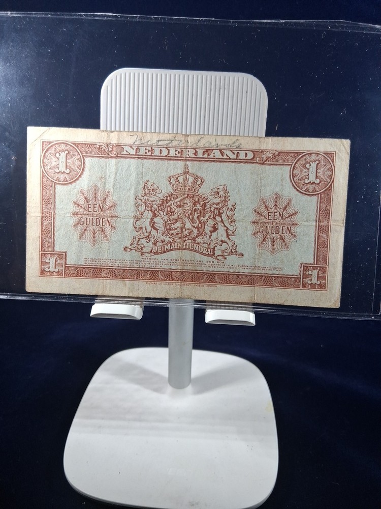 1945 NETHERLAND 1 GULDEN BANKNOTE MOUNT BILJET