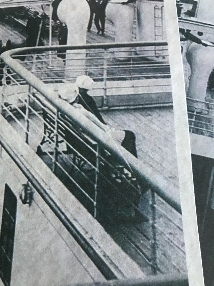RMS Titanic Stern view - Rare image shows docking bridge & third class passenger