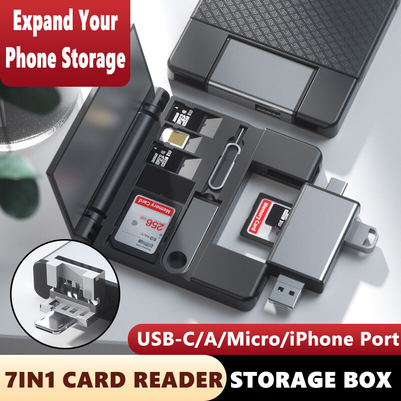 USB-A/C  MMC Card Reader&Storage Box for TF/SD/Jump Clip/Ejection Pin/USB Dirver