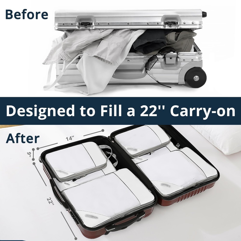 Compression Packing Cubes 6 Set, Compressible Space-Saving Packing Cubes for ...