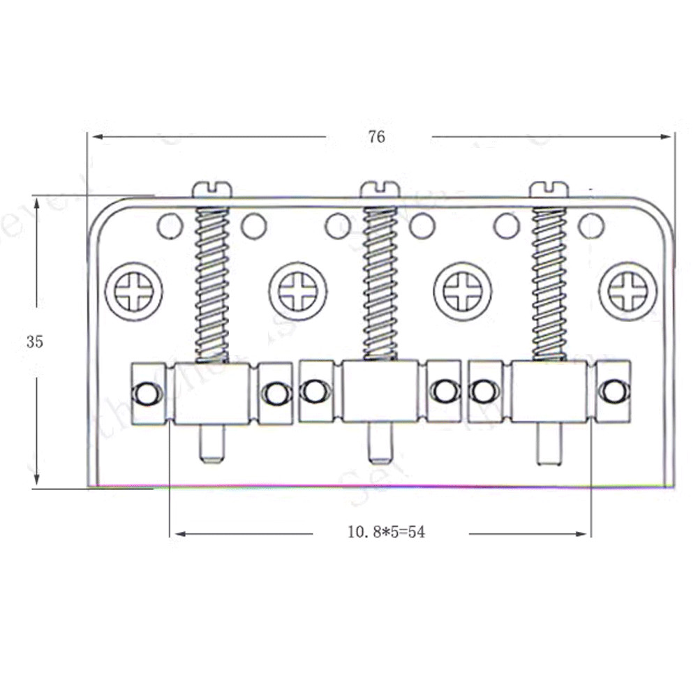 Short Guitar Bridge Brass String Code 3-Saddle for Tele Telecaster Guitar Silver