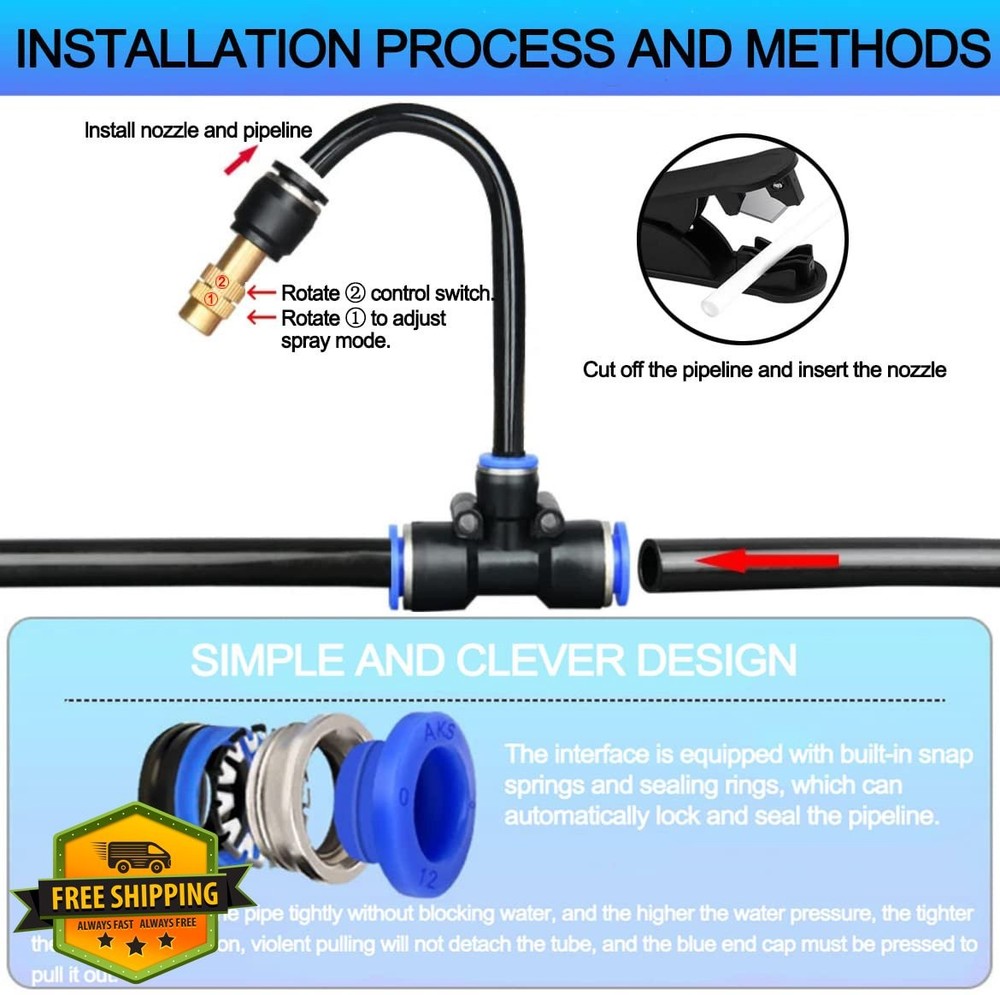 Drip Irrigation Kit Quick Connector Copper Nozzle Automatic System