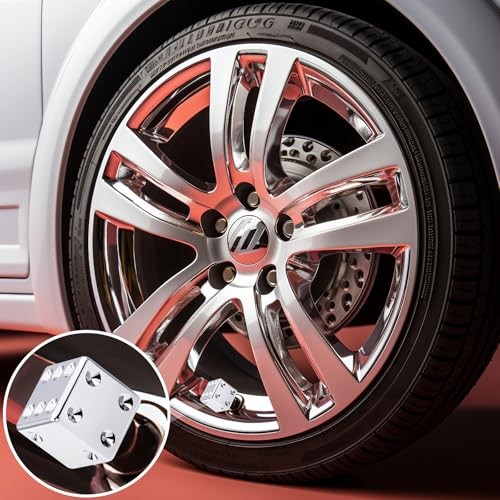 4PCS Dice Shape Tire Valve Stem Caps, Universal Copper Core 4 pcs Dice - Silver