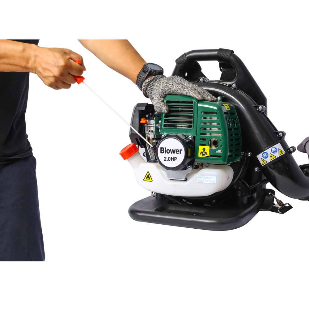 52cc 2-Cycle Gas Backpack Leaf Blower w/ Extension Tube, Green