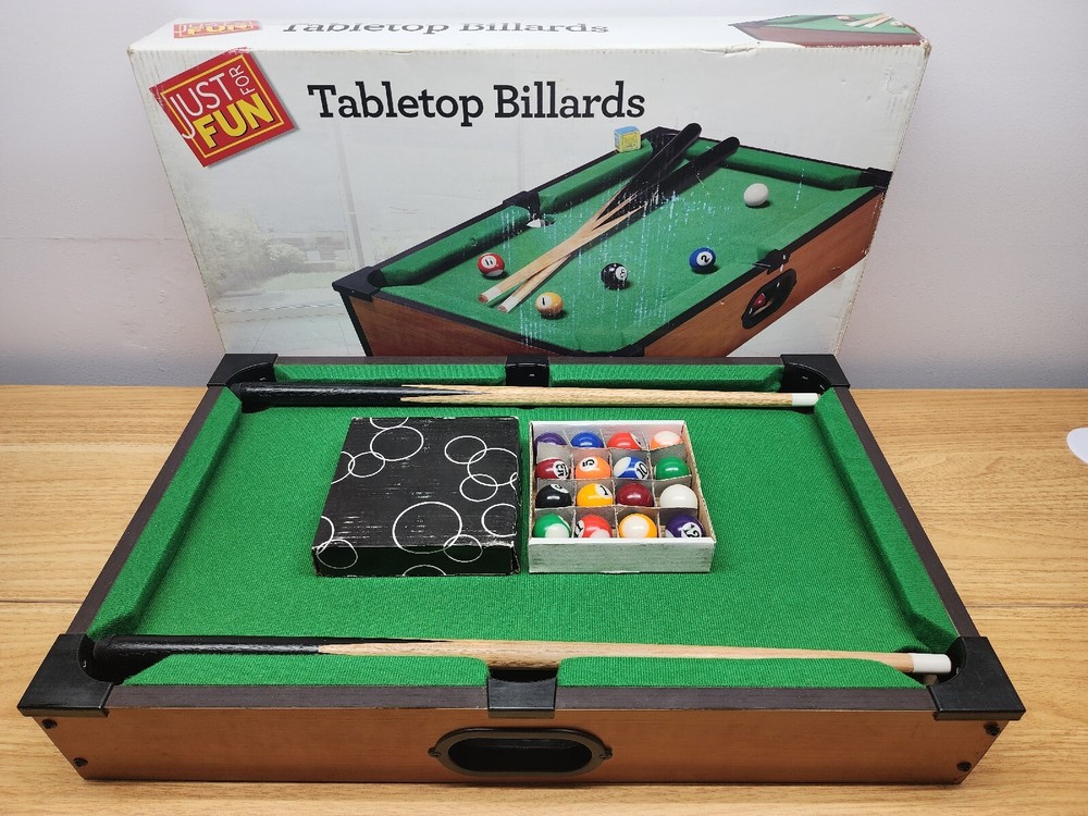 Just For Fun Tabletop Billiards Pool Complete In Box