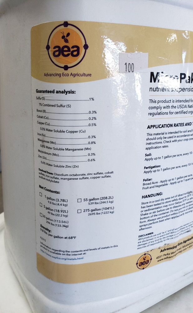 Advancing Eco Agricultere MicroPak™ Nutrient Solution 5 Gal