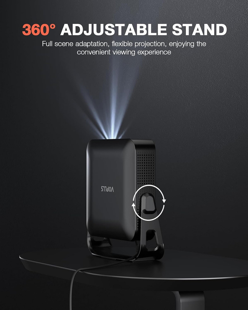 【360°Adjustable Stand & Auto Focus/Keystone】Mini Projector with Wifi and Bluetoo