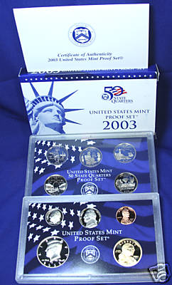 2003 Proof Set. Complete and Original in BLUE mint paper box