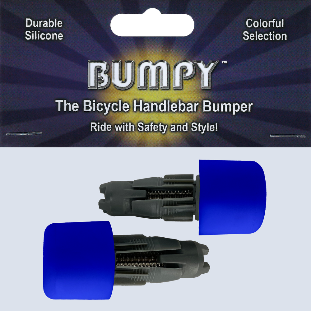 BUMPY END PLUG Bike Handlebar Soft Safe Secure Best Fit Grip Cap Blue Pair