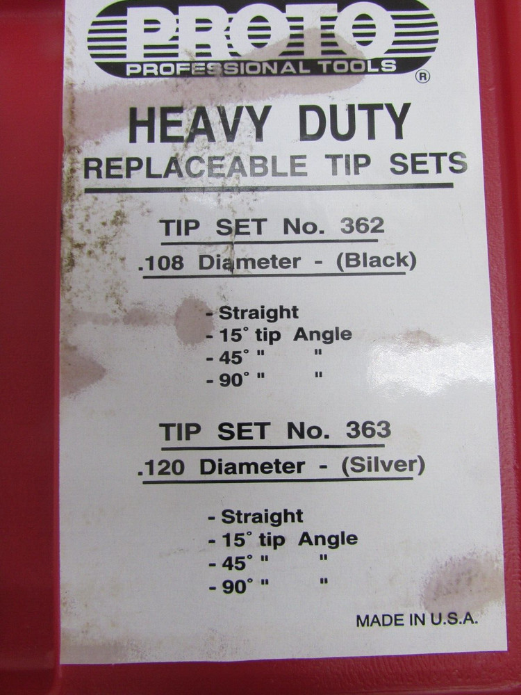 NICE! PROTO TOOLS HEAVY DUTY REPLACEABLE TIP RETAINING RING PLIER SET, No. 361