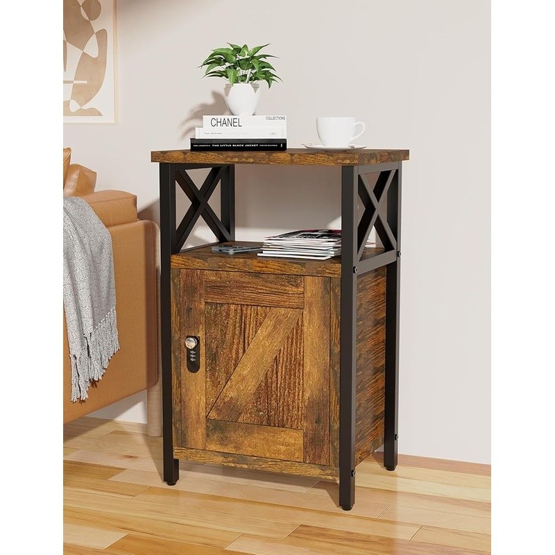 Secure Nightstand W/ Lock Large Storage Excellent Appearance Easy Assembly New