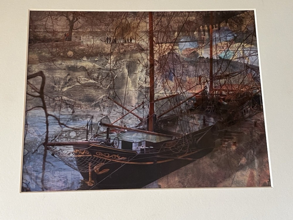 14 X 11 Mixed Media Artwork In White Border Theme: Ship